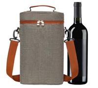 Gomice Bottle Wine Carrier Tote - Cooler Bag 2 Bottle Insulated Tote Bag - Leakproof Carrying Case Portable Wine Carrier with Handle for Christmas & BYOB