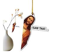 Gomice I Saw That Jesus Door Hanger, Jesus Acrylic 2d Decoration for Tree, Tree Ornaments Stocking Stuffers for Rear View Car Backpack Keychain Accessory