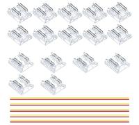 GOMING 10mm/0.39in CCT COB LED Strip Connector Kit 4Pin 10Pcs Strip to Wire Transparent Gapless Connectors 6Pcs Strip to Strip Connectors 5Pcs 15cm/5.9in Extension Wires for CCT COB LED Strip