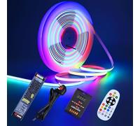 GOMING 24V 10M WS2811 Neon RGB COB LED Strip Addressable IP67 Waterproof with Controller and 24V 200W Power Supply 576 LEDs/M 16W/M Uniform Glow Flexible Self-Adhesive LED Tape for DIY Home Decor