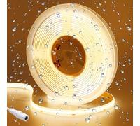 GOMING 24V COB LED Strip Light Warm White 3000K 5M/16.4ft 2400LEDs IP65 Waterproof Uniform Glow CRI 93+ Flexible LED Tape Lights for DIY Cabinet Bedroom Kitchen Home Decor (No Power Supply)