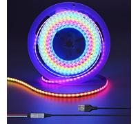 GOMING 5V 5M USB WS2811 RGB COB LED Strip Light Dream Color with Controller USB Powered Addressable High Density 420LEDs/M Flexible IP20 Not Waterproof LED Tape Lights for DIY Decoration Lighting