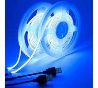 GOMING 5V 5mm Width COB USB LED Strip Light Blue USB Powered 4M(2pcs x 2M) High Density 400LEDs/M Flexible IP20 Not Waterproof LED Tape Lights for DIY Decoration Lighting