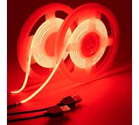 GOMING 5V 5mm Width COB USB LED Strip Light Red USB Powered 4M(2pcs x 2M) High Density 400LEDs/M Flexible IP20 Not Waterproof LED Tape Lights for DIY Decoration Lighting
