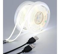 GOMING 5V COB USB LED Strip Light Cool White 6000K 5mm Width USB Powered 4M(2pcs x 2M) 400LEDs/M CRI 93+ Flexible High Brightness IP20 Not Waterproof LED Tape Lights for DIY Decoration Lighting