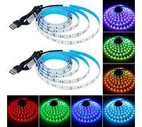 GOMING 5V USB RGB LED Strip Light USB Powered 4M (2pcs x 6.6ft) 240LEDs Flexible SMD 5050 with Controller Dimmable 19 Dynamic Modes 20 Static Colors No-Waterproof IP20 LED Tape Lights