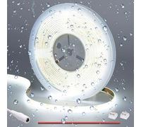 GOMING DC 12V COB LED Strip Light Cool White 6000K IP65 Waterproof 16.4ft(5M) 1560LEDs CRI 93+ Uniform Glow Flexible LED Tape Lights for DIY Bedroom Kitchen Home Decor(No Power Supply)