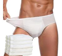 goMinisan Men's Briefs 10 Individually Wrapped 100% Cotton Disposable Disposable Hospital Travel Emergency etc, White, M