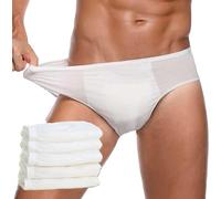 goMinisan - Men's Briefs 5 Pieces Individually Wrapped, 100% Cotton, Disposable, Disposable for Hospital, Travel, Emergency., White, S