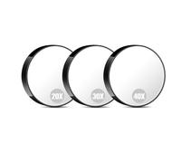 GOMIPURU Magnifying Mirror with Suction Cup, 20x&30x&40x Magnifying Makeup Mirrors, 3.5 Inch Compact Small Mirror for Travel, Bathroom, Home, Comes with Portable Storage Bag and 2 Tweezers