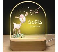 GOMOVING Personalised Baby Girl's Custom Night Light - Name & Date Customisable, Cute Birthday Gift for Girls and Boys