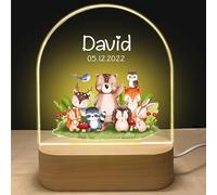 GOMOVING Personalised Gifts with Animal-Night Lights, Personalised Lamps with Names and Dates, Baby Girl and Baby Boy Gift Ideas, Christening Gifts, Newborn Gifts, Personalised Children's Night Lights