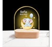 GOMOVING Personalised Night Light with Name - Original Newborn Baby Gift - Christening Gift Ideas - Acrylic Light Panel Children's Sleeping Light - Cute Animal Themed Baby Boy Girl Gift 0-3 Years Old