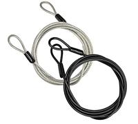 GOMRQING 3mm 200CM/6.6ft Long Outdoor Travel Security Cable Lock, Braided Steel Coated Safety Cable Luggage Lock, Double Loop Lightweight (2 Pack)