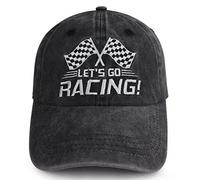 Gomthrpc Lets Go Racing Baseball Cap for Men Women, Funny Adjustable Washed Denim Cotton Embroidered Dad Hat, Embroidered Black, One Size