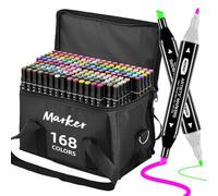 GOMTTS 168 Alcohol Colouring Pens for Adults Dual Tip Alcohol Markers Permanent Art Felt Tip Pens for Drawing Artists Beginners Drawing Sketching Anime Design