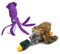 GOMUHE Dog Squeaky Toys, Duck & Octopus, Plush Large Dog Toy （2 Pack）