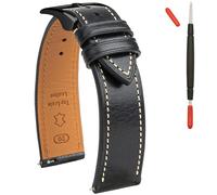 Gomvadr Italian leather Watch Bands Tuscany Vegetable-Tanned Full Grain Genuine Leather Watch Bracelets,Watch Band Replacements Quick Release Watch Straps for Men and Women 18mm 20mm 21mm 22mm (Blk