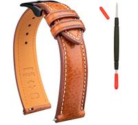 Gomvadr Leather Watch Strap Vegetable Tanned Leather Band, Watch Strap 20mm Leather, 16 18 19 20 XL 21 22 XXL Quick Release Replacement Straps, 20mm, Leather, No Gemstone