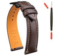 Gomvadr Leather Watch Strap Vegetable Tanned Leather Band, Watch Strap 20mm Leather, 16 18 19 20 XL 21 22 XXL Quick Release Replacement Straps, 19mm, Leather, No Gemstone