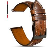 Gomvadr Leather Watch Strap with Quick Release, Vintage, Oil-Tanned Replacement, 18mm, Brown, Unisex, Compatible with 16mm, 18mm, 20mm, 22mm, 24mm Spring-Loaded Bars