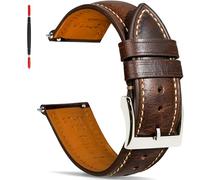 Gomvadr Leather Watch Strap with Quick Release, Vintage, Oil-Tanned Replacement Leather Strap for Men and Women, 16 mm, 18 mm, 19 mm, 20 mm, 21 mm, 22 mm, 24 mm, 19mm, Leather