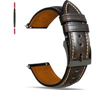 Gomvadr Leather Watch Strap with Quick Release, Vintage, Oil-Tanned Replacement Leather Strap for Men and Women, 22mm, Brown