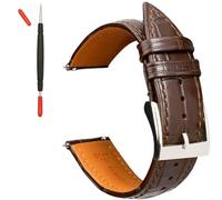 Gomvadr Leather Watch Straps Embossed Alligator Grain, Quick Release Replacement Watch Straps with Crocodile Pattern for Bracelet Men Women (16 mm, 18 mm, 20 mm, 22 mm, 24 mm), 24mm, Leather