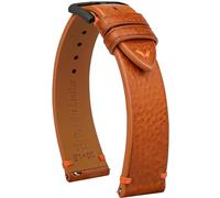 Gomvadr Quick Release Leather Strap, Oil Wax Leather Watch Straps, Italian Calfskin Watch Straps Replacement Strap for Men Women 16 18 19 20 21 22 mm (Brown/Black Buckle/Orange Cord,22mm)
