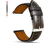 Gomvadr Quick Release Leather Strap, Vintage Oil Tanned Pull-Up Leather Watch Strap, Unisex, 18mm, Black