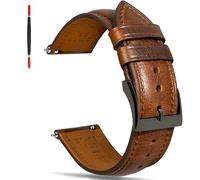 Gomvadr Quick Release Leather Strap, Vintage Oil Tanned Pull-Up Leather Watch Strap, Unisex, Brown, 16mm