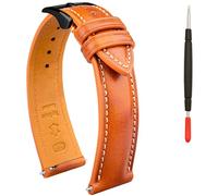 Gomvadr Quick Release Leather Watch Band, Two Tone Oil-tanned Leather Watch Straps 18mm 19mm 20mm 21mm 22mm Replacement Watch Belt for Men Women, Cognac with Black Buckle, 22mm