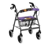 Gomyblomy Halloween Rollator Walker Accessories Cat Ghost Pumpkin Pattern Universal Rollator Walker Seat and Backrest Covers for Women Men Walkers for Seniors with Seat Covers