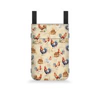 Gomyblomy Large Capacity Crutch Accessories Bag for Women Men, Rooster Chicken Print Crutch Storage Bag with Drink Holder and Pockets Practical Organizer Tote Bag for Crutches