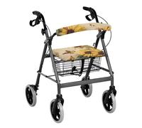 Gomyblomy Rollator Walker Accessories Seat Covers Sunflower Butterfly Walker Seat Cover for Women Vintage Style Rollator Walker Seat and Backrest Covers for Seniors Dust Covers