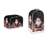 Gomyblomy Santa Claus 2 Slice Toaster Cover, Christmas Theme Standing Coffee Maker Dust Cover with Handles, Scratch Resistant Washable Blender Protector, Kitchen Decorations