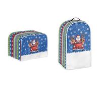 Gomyblomy Santa Claus Coffee Maker Protector, Christmas Theme Stand Mixer Cover with Handles, Washable 2 Slice Toaster Dust Cover, Kitchen Decoration