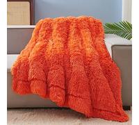 GONAAP Faux Fur Fluffy Throw Blanket Double Super Soft Cosy Plush Fluffy Furry Blanket for Sofa Bed Couch Couch Sofa Bed (Orange,Twin(60x70inch)