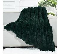 GONAAP Faux Fur Throw Bedding Blanket Super Soft Cozy Plush Fuzzy Shaggy for Couch Sofa Bed (Forest Green, Twin(60''x80''))