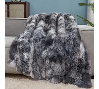 GONAAP Fuzzy Faux Fur Throw Blanket Twin Size Tie-dye Marble Black Super Soft Cozy Plush Fuzzy Shaggy Blanket for Couch Sofa Bed (Tie-dye Marble Black, Twin(60"x80"))