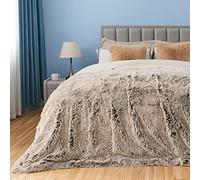 GONAAP Faux Fur Throw Blanket Super Soft Cozy Plush Fuzzy Shaggy Blanket for Couch Sofa Bed (Frosty Brown, Queen(90"x90"))
