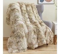 GONAAP Faux Fur Throw Blanket Super Soft Cozy Plush Fuzzy Shaggy Blanket for Couch Sofa Bed (Tie-dye Beige, Throw(50"x60"))