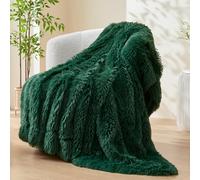 GONAAP Fuzzy Faux Fur Throw Blanket Dark Green Super Soft Cozy Plush Fuzzy Shaggy Blanket for Couch Sofa Bed (Dark Green, Throw(50"x60"))