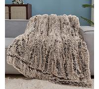 GONAAP Fuzzy Faux Fur Throw Blanket Frosty Brown Super Soft Cozy Plush Fuzzy Shaggy Blanket for Couch Sofa Bed (Frosty Brown, Throw(50"x60"))