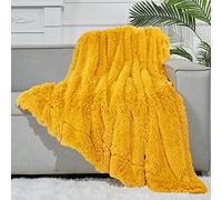 GONAAP Fuzzy Faux Fur Throw Blanket Mustard Yellow Super Soft Cozy Plush Fuzzy Shaggy Blanket for Couch Sofa Bed (Mustard Yellow, Throw(50"x60"))
