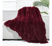 GONAAP Fuzzy Faux Fur Throw Blanket Wine Red Super Soft Cozy Plush Fuzzy Shaggy Blanket for Couch Sofa Bed (Wine Red, Throw(50"x60"))