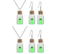 Gonashow Ghost Earrings, Ghost Necklace, Ghost in A Bottle Earrings Necklace Adopt A Ghost In Vial Bottle Glow In Dark Ghost Jewelry,Halloween Earrings Halloween Jewelry for Women, Glass, glass