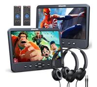 GOnavidio 10.1" Dual Car DVD Players with HDMI Input, Headphones, Mounting Brackets, Support USB/SD Card, AV in/Out, Last Memory, Play A Same or Two Movies, No Battery