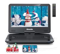 GOnavidio 15.6" Portable Blu-ray Player with 13.3" 1080P Screen, Rechargeable Battery, HDMI I/O, Sync Screen, AV I/O, Dolby Audio, Last Memory, USB/SD Card (Black)
