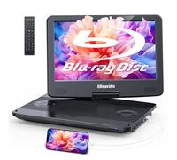 GOnavidio 15.6" Portable Blu Ray Player with 13.3'' 1080P Screen Rechargeable Battery Support HDMI Input & HDMI Output, Sync Screen, AV Out & in, Dolby Audio, Last Memory, USB/SD Card (Black)